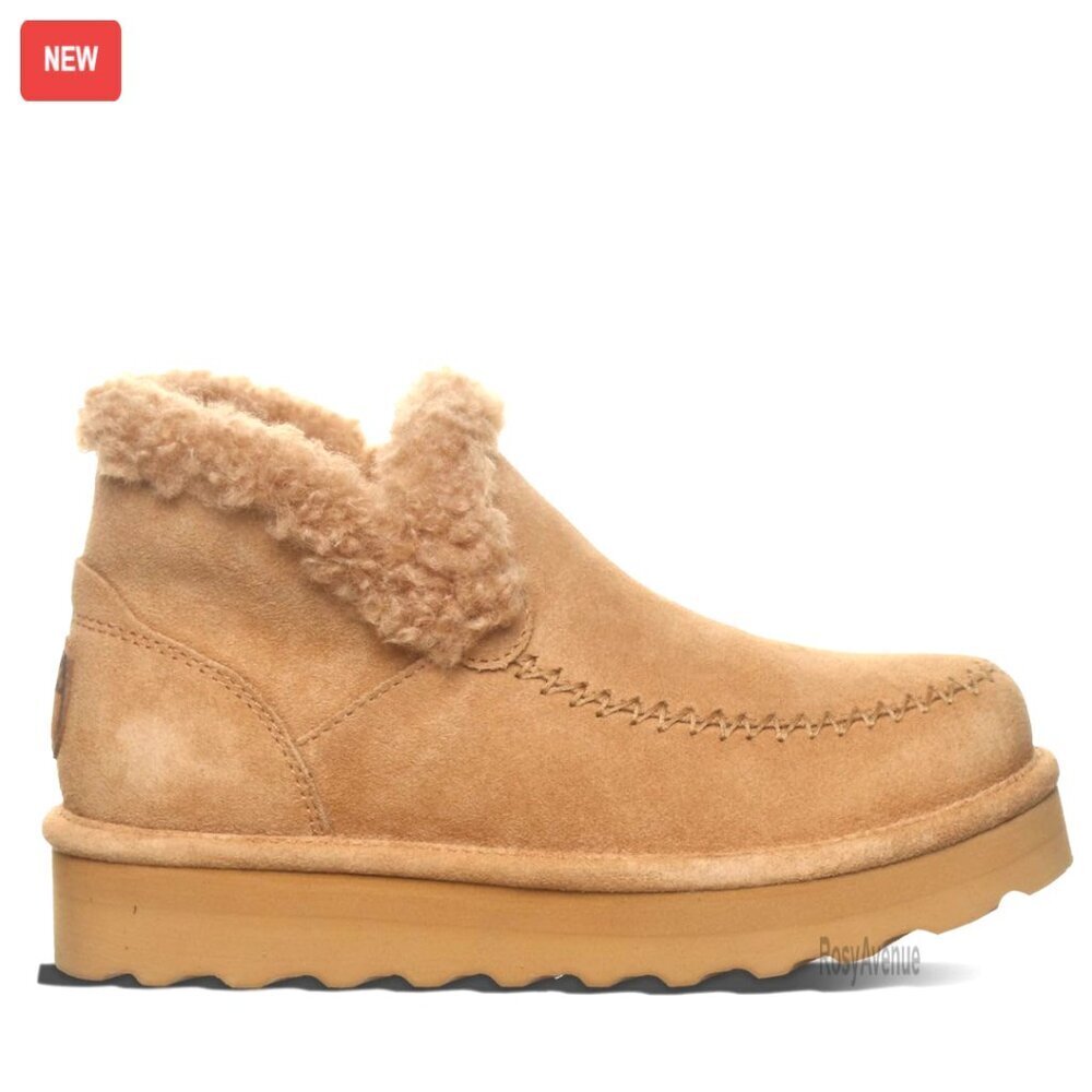 Waterproof Suede Ankle Boots with Platform, Wool Lining, Comfortable